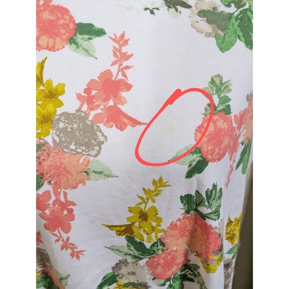 Croft & Barrow Plus 2X Top Shirt Orange Yellow Floral Flower Short Sleeve Cotton - Picture 5 of 8